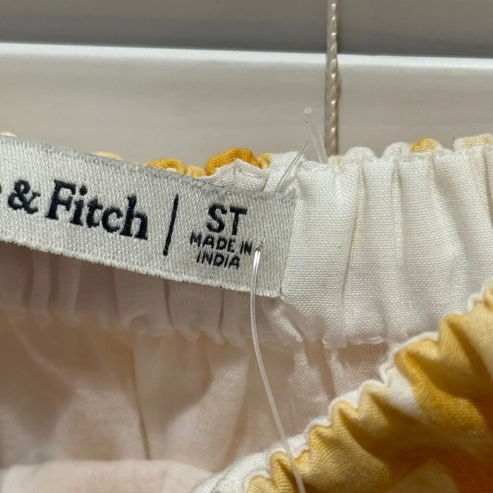 NEW Abercrombie & Fitch Mini Dress Sz‎ Small Tall Yellow Floral off the shoulder